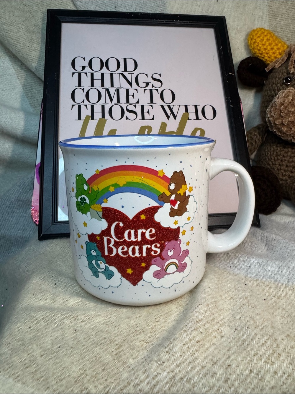 Care Bears White Mug with Rainbow, Red Heart and Multicolor Bears